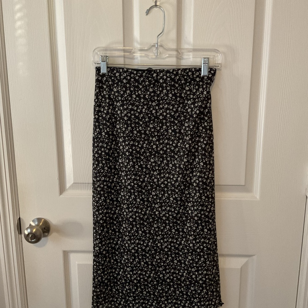 Floral Black Skirt